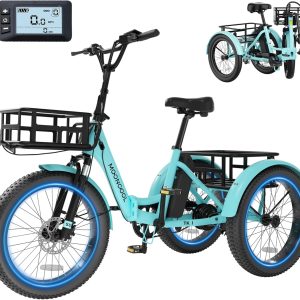 ⏰TODAY'S CLEARANCE SALE!⏰ Electric Trike for Adults, 500W/750W 48V Electric Tricycle for Adults Peak Power 1500W, 20"x3.0" Fat Tire 3 Wheel Electric Bike, Folding Aluminum Adult Tricycle with Removable Battery