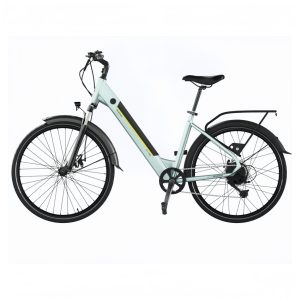 Bicicleta eléctrica Urban Bicicleta eléctrica de ciudad 28" con 90Km de autonomía, suspension delantera, cambio Shimano de 7 velocidades y doble disco de freno.