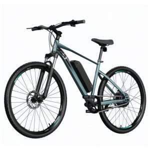 Bicicleta eléctrica e-Xplore de montaña de batería extraíble con 55 km de autonomía, 27,5" , suspensión delantera, cambio Shimano de 7 velocidades y doble disco de freno.