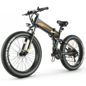 Funcid Electric Bike, 26"x4" Fat Tire Electric Bike for Adults 500W Ebike Foldable Adult Electric Mountain Bicycles with 48V 10Ah Battery, Lockable Suspension Fork, Shimano 21 Speed Gears